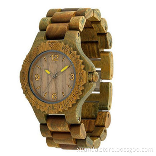Bamboo Wooden Watches, Green Sandalwood, Case and Strap Natural Wood Beautiful